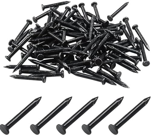Carehabi Clavos Negros de Acero Templado, 200 Piezas, 20mm, para Concreto, Madera y Ladrillo, Fijación Resistente para Bricolaje