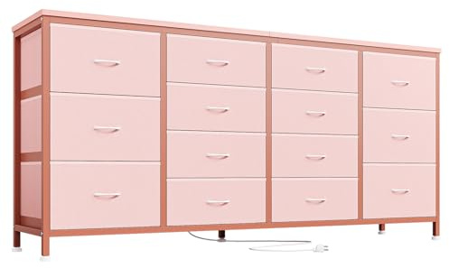 RBFGYIOP Mobile ingresso con 14 cassetti - Porta TV cassettiera per camera da letto - Adatto a TV 65-75 - Centro multimediale in tessuto con prese di corrente - Per soggiorno, corridoio, armadi -