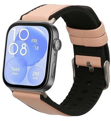 kwmobile Leder Uhrenarmband für Huawei Watch Fit 3 / Fit 4 Armband - Ersatzarmband für Fitnesstracker mit Uhrenverschluss - Wechselarmband Smartwatch