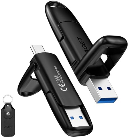 128GB Solid State Dual Drive Up to 400MB/s, Fast Dual USB Thumb Flash Drive Type-c + A Port, Metal Housing, External Storage USB Memory Stick for iPhone 15/16/17 Android Phone PC Laptop Tablet Mac