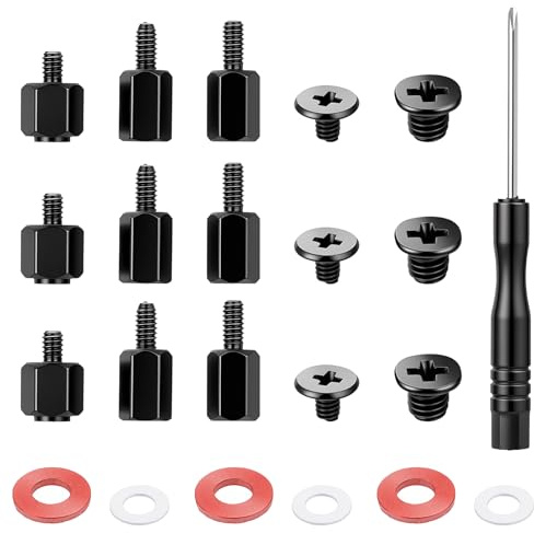 34 Pcs M.2 SSD Mounting Screws Kit, NVMe Screws with Screwdriver, M2 Standoffs for Universal Motherboard, PC Repair & DIY Laptop Computer Screw, Hardware Replacement Set (Black)