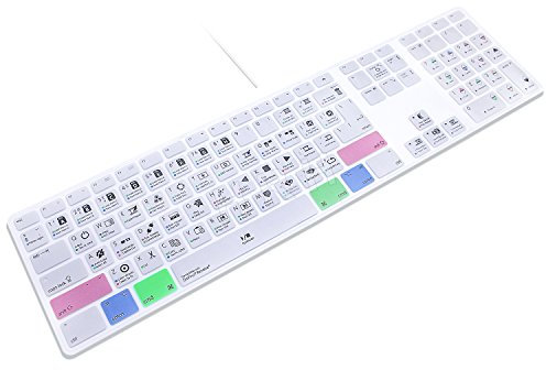 HRH Tastatur für iMac G6 MB110LL/B und MB110LL/A A1243 Tastatur mit Ziffernblock und Nummernblock Druck mit: Davinci Resolve Funktionskombinationen Hotkeys Design Silikon-Tastaturabdeckung