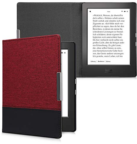 kwmobile Étui liseuse Compatible avec Kobo Aura H2O Edition 1 - Housse avec Rabat magnétique en Tissu Canevas pour liseuse