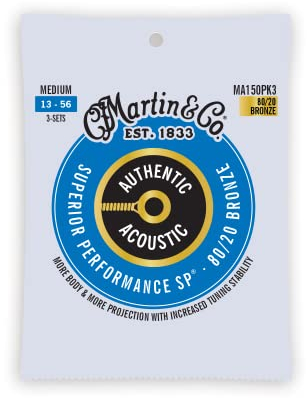 MARTIN Acustico NUOVA VERSIONE 3 Pack Medium (13-56) 80/20 Bronzo, Confezione da 3