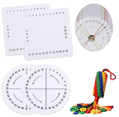 Comidox Runde quadratische Kumihimo Perlenschnur Scheibe Flechtplatte Handarbeit DIY Armband geflochten Flechtbrett 4 Stück