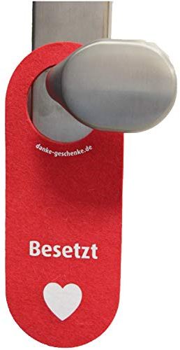 immi 1 St. Filz Türhänger Rot, bd.stg. Besetzt/Frei, mit Herz, dicker Wollfilz