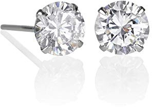 ZAVANA Clous d'Oreilles pour Homme. Boucles d'Oreilles en Argent Sterling 925 avec des Zircons Ronds de 6mm. Puces d'Oreilles Argent pour Hommes