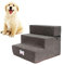 Catkoo 3 Stufen Hundetreppe, Hundetreppe Aus Holz Soft Cats Steps Pet Stairs Atmungsaktives Schlafsofa Leiter Haustierbett Leiter Vielseitiger Plüsch Dunkel grau