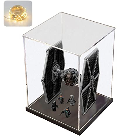 Vitrine Acrylique pour Collection pour Lego Caméra Disney 43230 pour Labubu Pop mart Monsters Fall In Wild pour MOLLY 400% Peluche, Boite Transparente Plexiglas Vitrines et Rangements, Noir 25x25x40cm