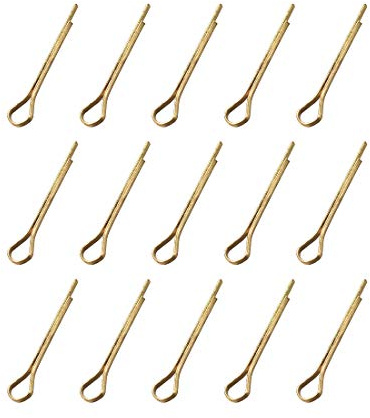 sourcing map 15Stk.Geteilter Splint 1,5mm x16mm(1/16 Zollx 5/8 Zoll) Befestigungsclip Golden