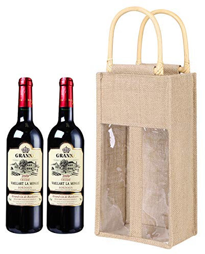 Geschenktüte Leinen Geschenktüte Weintasche Rotwein Flaschentasche Recycelbare Weintragetasche Flaschenhalter Wein Champagner Verpackungstasche Hochzeit Geburtstag Weihnachten Weintüte Weinbeutel
