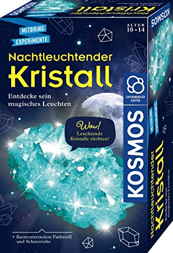 KOSMOS 658007 Nachtleuchtender Kristall, Kristalle selbst züchten, mit Schatztruhe, Experimentieren für Kinder ab 10 Jahre, Mitbringsel, kleines Geschenk