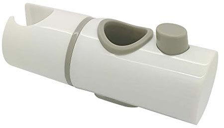 EcoSpa 25mm Hand Shower Riser Rail Head Slider Clamp Holder Bracket in White/Grey Trim