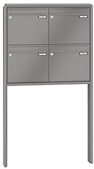RENZ / RS2000 / 4er Freistehende Briefkastenanlage Standbriefkasten/RAL-Farbe 9007 Volumen 12 L/zum Einbetonieren/Dein-Briefkasten.de