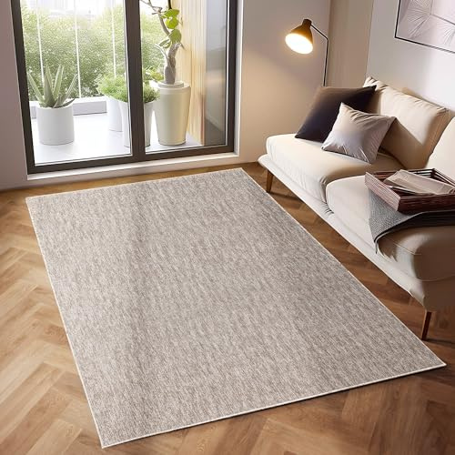 SIMPEX Teppich - Kurzflor, Unicolor, Beige, 160 x 230 cm, Moderner Stil, Wohnzimmer
