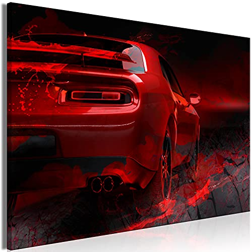 murando - Wandbilder XXL rotes Auto 90x60 cm 1 tlg - Wand Deko Vlies Leinwand Bilder Groß Wanddeko Wohnzimmer Schlafzimmer Kunstdrucke - Abstrakt Sport Car Sportwagen i-C-0180-b-a