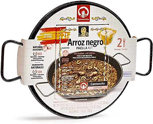 Paella-Set aus schwarzem Reis für 2 Personen mit Paella-Pfanne - Carmencita