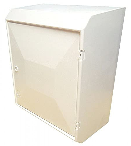 Continental Tricel MK2 Electric Meter Box, White, Water Resistant, Surface Mounted, 503mm x 408mm x 236mm, Complete with Timber Backboard, Hinges, Lock and Key
