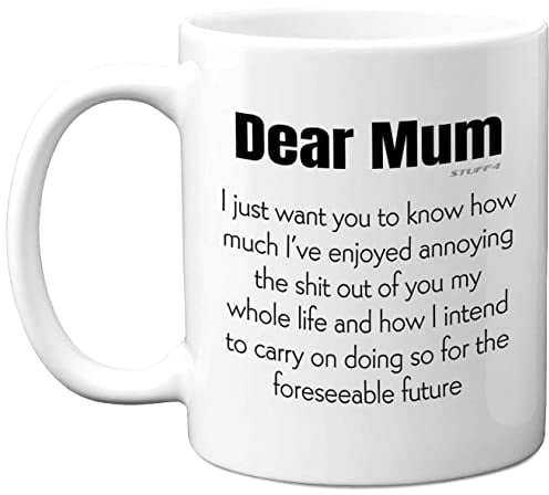 Birthday Mugs Mum - Dear Mum Mug - Birthday Gifts from Daughter Son, Christmas Gift for Funny Presents 11oz Dishwasher Microwave Safe Coffee Cup Made in UK