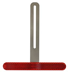 3D Carbon Design 1 x hochwertiger Edelstahl T-Halter (lang 130mm) mit E-geprüftem rotem Reflektor für Motorrad (130mm T Halter (lang)