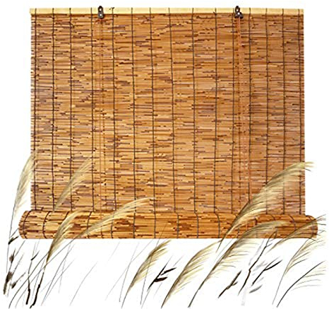 LiQJ-M Sichtschutz Fenster Innen,balkontür Rollo,seitenmarkise Balkon,Sonnenschutz Balkon,naturschilf, Handgewebt, Langlebig (Size : W120cmxL135cm)