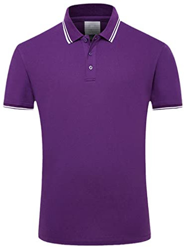 GYSAFJ Polo classica da uomo estiva casual a righe in cotone manica corta camicia da uomo fitness polo maglie, Viola, XL