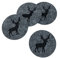 heimtexland ® Tischdeko Filz Glasuntersetzer abwaschbar Landhaus Tischdekoration Gläser Untersetzer rund 10 cm Typ847 Anthrazit - Hirsch 4er Pack