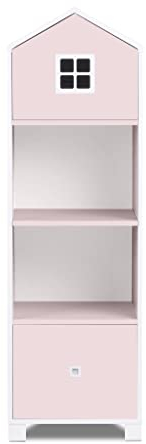 KONSIMO MIRUM Kinderzimmer Möbel 47x152x45cm - Rosa Kindermöbel - Bücherregal Kinder - Hausförmiges Möbelstück - Bücherregal für Mädchen/Jungen - Kinderregal - Spielzeugregal