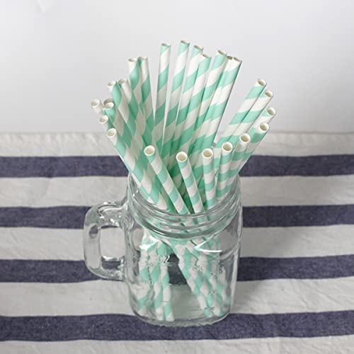 50 Pack Paper Straws, Party Striped Drinking Straws for Birthday, Wedding, Baby Shower, Disposable Paper Straw for Cocktail Bubble Tea Celebrations Tableware Supplies
