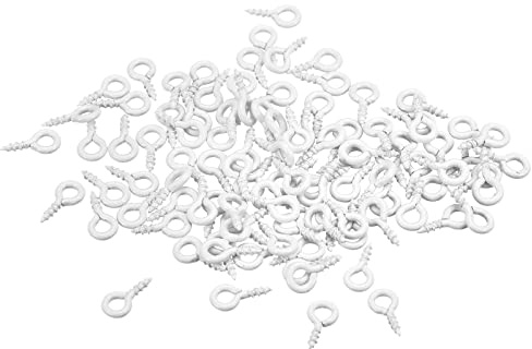 sourcing map 200 Stück Kleine Schraube Augenstifte Haken Mini Ösen Schrauben Gewinde 4x8x1mm Selbstschneidende Bolzen für Schmuck Herstellung Ergebnisse DIY Handwerk Weiß