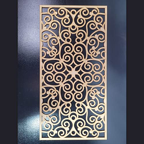 Damask Georgian grate Pattern Screen Radiator Cabinet wall Decorative Screening-grille- Perforated MDF panel (1200x600mm) 0128 (6mm thick MDF Primed White)