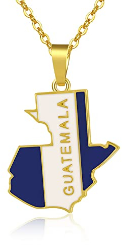 JEDTAKCT Guatemala-Karte Mit Faust- Und Flaggen-Anhänger-Halskette – Tropfen-Öl-Welt-Ethno-Stil, Schlüsselbeinkette, Unisex, Patriotischer Charm-Schmuck, Pullover-Kette Für Paare, Geometrie-Halskette