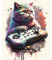 Malen nach Zahlen für erwachsene Studenten Anfänger Katze buntes Spielschild Malen nach Zahlen Kits Leinwand Aquarell Gaming Thema DIY Ölgemälde für Zuhause Wandkunst Dekor Geschenk Kunstwerk(gerahmt)