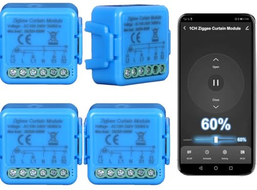 Interruptor de persianas zigbee, para persianas eléctricas, funciona en paralelo con interruptor para cortina original, módulo control inalámbrico para persianas enrollables, relé 300 W (4)
