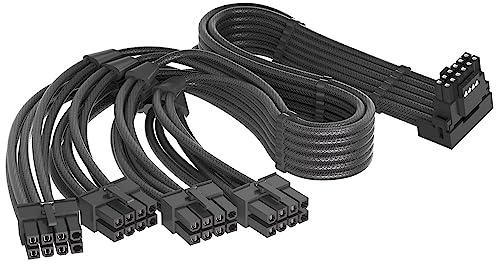 JOYJOM Adaptador de ángulo recto de 90 grados 12VHPWR 16AWG 600W PCIE 5.0 12+4 16 pines para RTX 4090 4080 3090TI 4070Ti GPU, 4 x 8 pines solo para fuente de alimentación modular Corsair (tipo B)