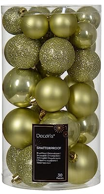 Kaemingk Weihnachtskugeln Kunststoff 4-6cm x 30 Stück Mix Christbaumkugeln Set Pistaziengrün hellgrün - Pistazie - gelbgrün - pastellgrün