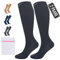 360 Relief Kompressionsstrümpfe Damen und Herren - 2 Paare Kompressionssocken Einfarbig für Sport, Laufen, Flug, Reise, Joggen, Radsport, Kniestrümpfe, L/XL Schwarz mit Wäschenetz