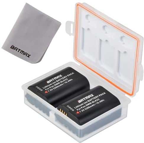 Batmax 2Pcs 2280mah DMW-BLK22 Akku mit Batteriefach & Speicherkartenfach für Panasonic LUMIX DC-S5 DC-SSK DC-G9 DC-GH5 DC-GH5 II DC-GH5S DC-GH6 Kamera