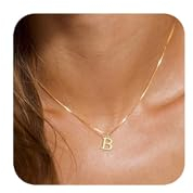 FUNEIA Gold/Silber Kette mit Buchstaben Anhänger Damen Frauen 14 Karat Vergoldet Initialen Halskette Namen Buchstabenkette Hypoallergene Anfangsbuchstaben A-Z Modeschmuck Geschenke Teenager Mädchen