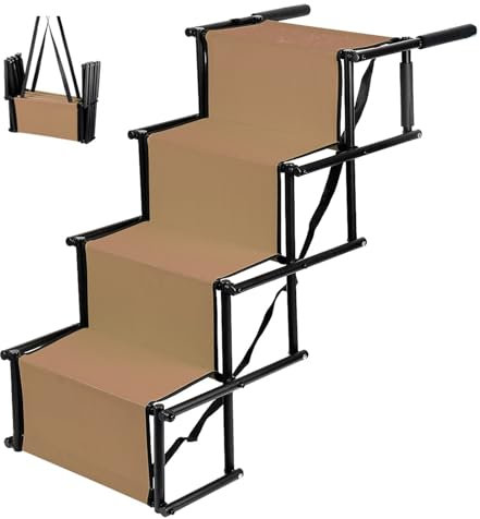 MENGDA Scala per cani per auto, pieghevole, rampa per cani auto, rampa per auto, rampa per cani, pieghevole, adatta per le articolazioni, adatta per cani fino a 75 kg (marrone)