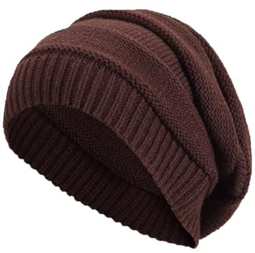 Damen Beanie Strick Wintermütze Braun