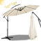 Fiqops Sombrilla de jardin 350 cm con manivela | sombrilla de aluminio con soporte, protección solar UV de aluminio, paraguas de manivela impermeable, Beige