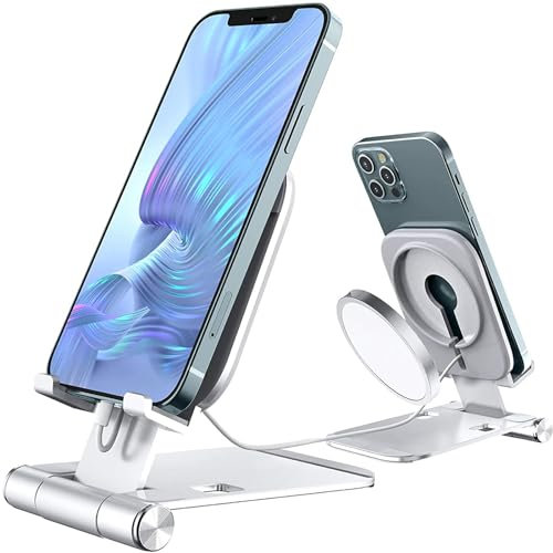 Bsisme Phone Stand, Fully Foldable Angle Aluminum Adjustable Desktop Mobile Phone Holder Stand Dock with Anti-Slip Design Compatible with phones and