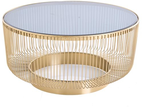 Riess Ambiente Filigraner Design Couchtisch Variation 80cm Gold Schwarzglas Handarbeit Beistelltisch für Dein Wohnzimmer