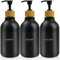 3 pcs 500ml Soap Dispenser with Black Label Lotion Dispenser Made of PET Plastic Empty Bottle Suitable for Bathrooms (Black)