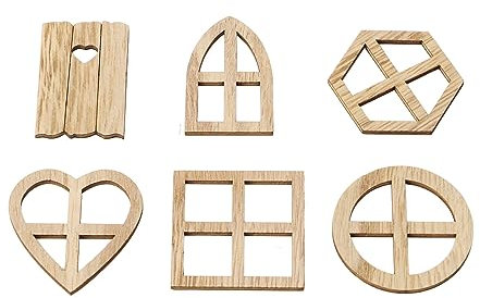100 Pezzi Ritagli per Finestre in Legno, Mini Fette di Legno Non Finite per Decorare Finestre, per Scrapbooking Fai da Te, Decorazioni per Case delle Bambole
