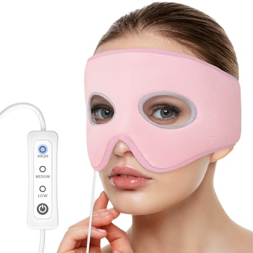 Comfheat Maschera termica per sinusite, congestione nasale, stress, 3 impostazioni di calore, terapia calda compressa, lavabile viola (non ricaricabile)