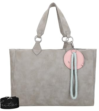 Fritzi Izzy Vintage Shopper Kunstleder Damen Handtasche Umhängetasche City vegan Etui Kordelschnur 29 x 42 x 15 cm – Rosa, Schwarz, Cognac, Olive, Grau, Beige, Pink, Blau, Curry, Rot, Anthrazit