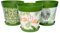 Hum Flowerpots set of 3 plastic, indoor/outdoor plant pots 25cm without drainage holes, and 3 saucers (Green Mix)