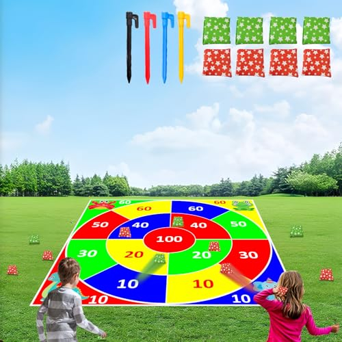 Lbsel Toss and Catch Game Set - Ideal for 3+ Year Olds & Adults, with Colorful Nylon Mat, Bean Bags - Indoor & Outdoor Fun for Family Gatherings, Camping, Beach & More